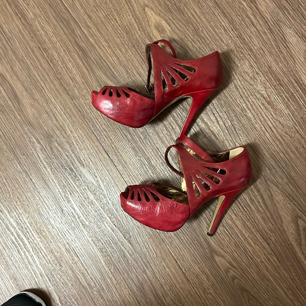 VERY NICE! JESSICA SIMPSON SIZE 6.5 B LEATHER ANKLE STRAP HIGH HEEL SHOES! 🌺